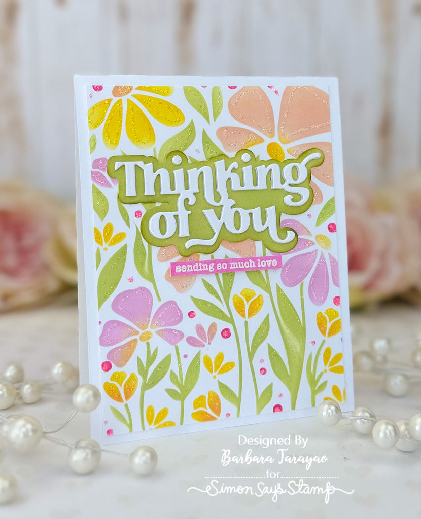 Simon Says Stamp Stencils Floral Whimsy ssst221683 Stamptember Thinking of You Card