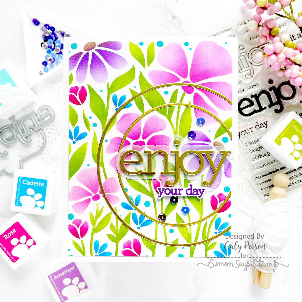 Simon Says Stamp Stencils Floral Whimsy ssst221683 Stamptember Birthday Card | color-code:ALT05