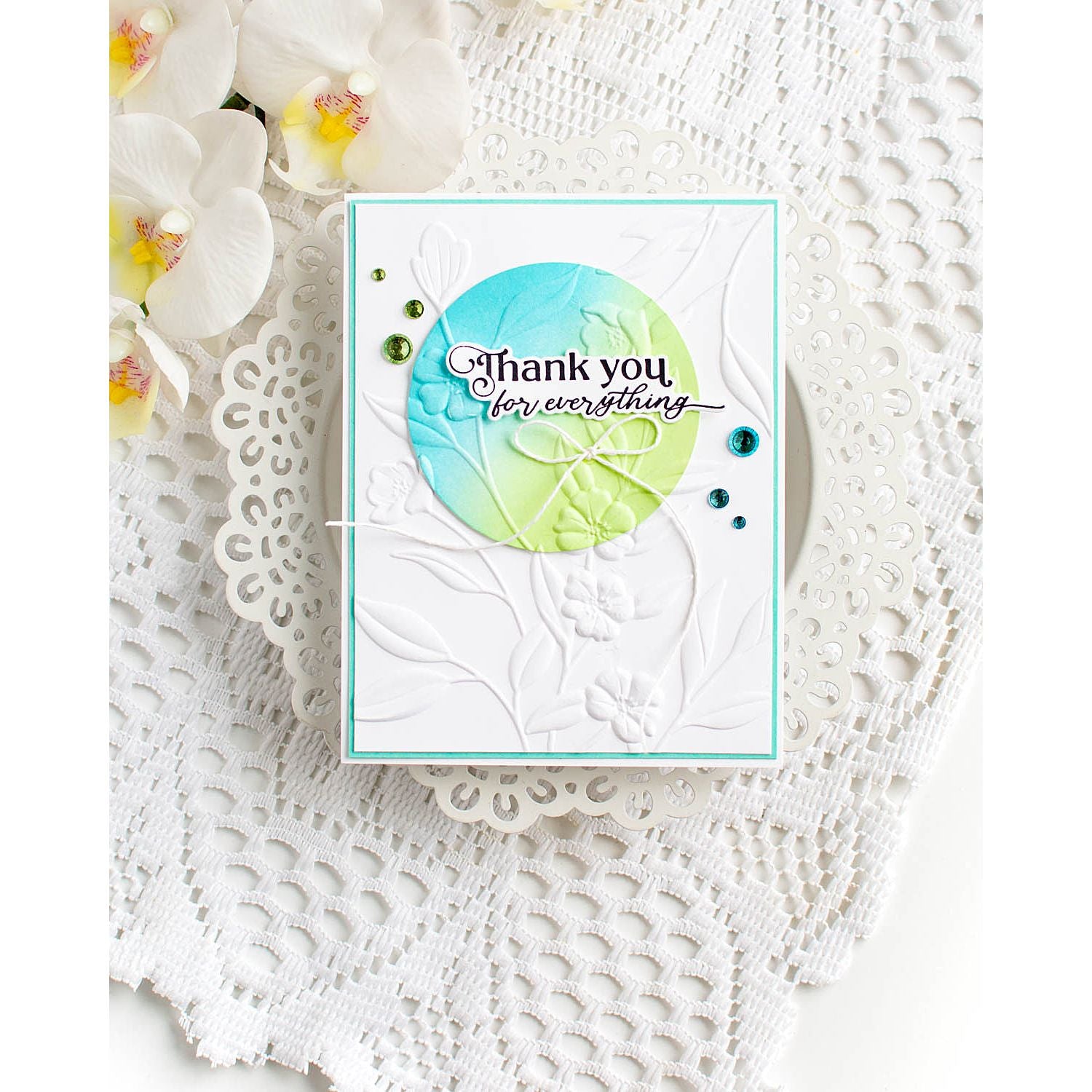 Simon Says Stamp Embossing Folder Floral Bunches sf501 Moments in Time Thank You Card | color-code:ALT02