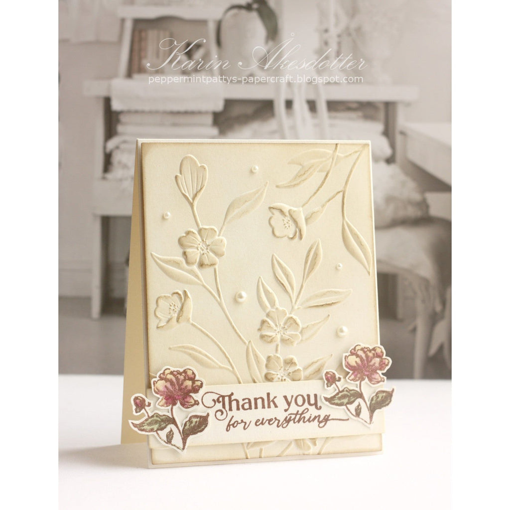Simon Says Stamp Embossing Folder Floral Bunches sf501 Moments in Time Thank You Card | color-code:ALT08
