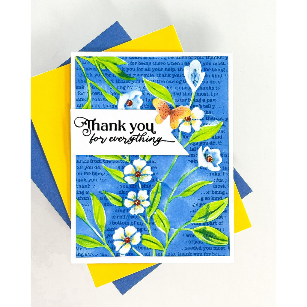 Simon Says Stamp Embossing Folder Floral Bunches sf501 Moments in Time Thank You Card