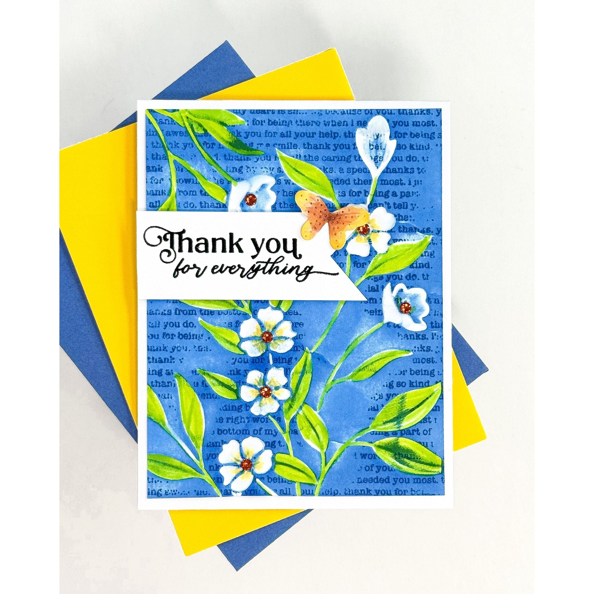 Simon Says Stamp Embossing Folder Floral Bunches sf501 Moments in Time Thank You Card