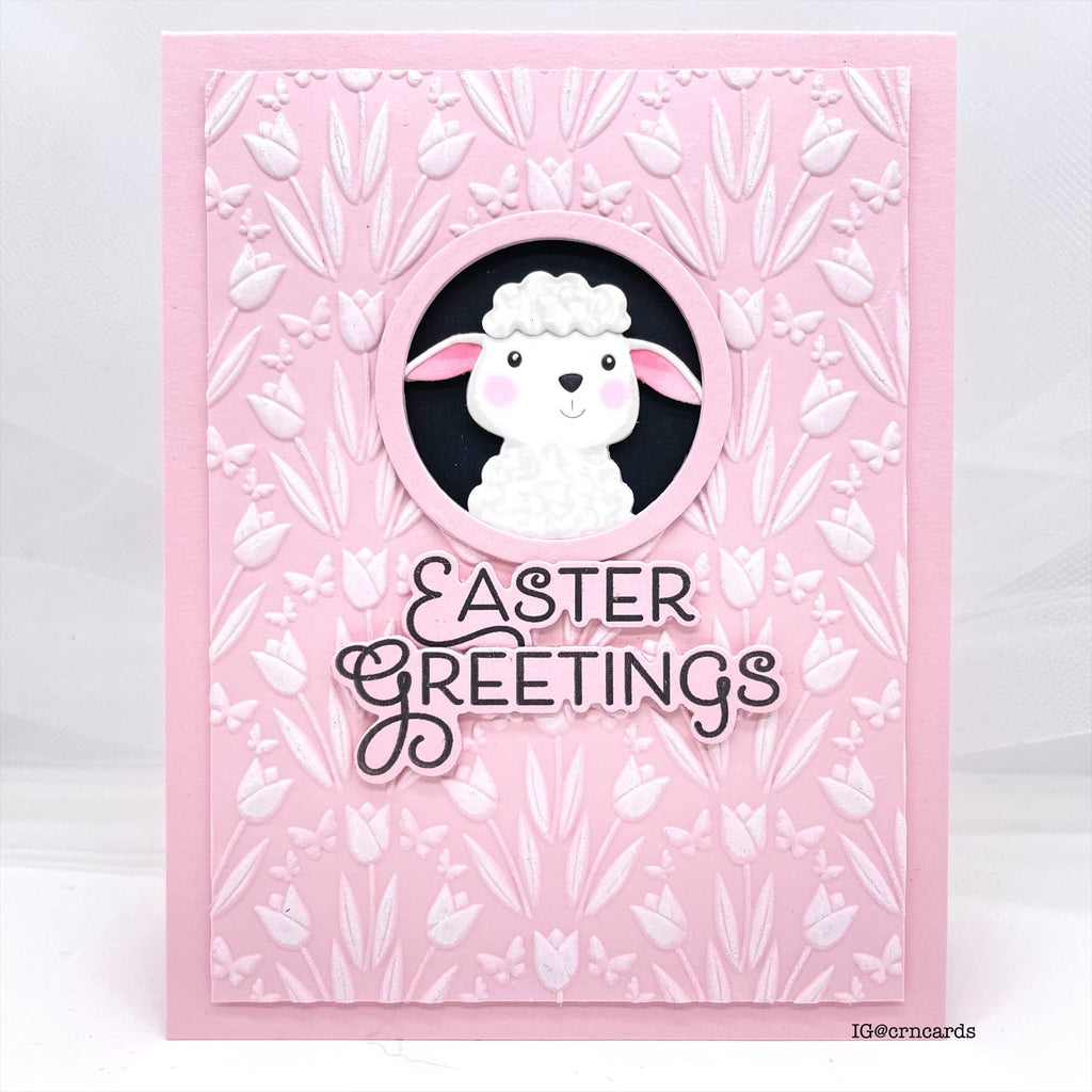 Simon Says Stamp Embossing Folder Floral Butterfly Bouquets sf507 Favorite Things Easter Card