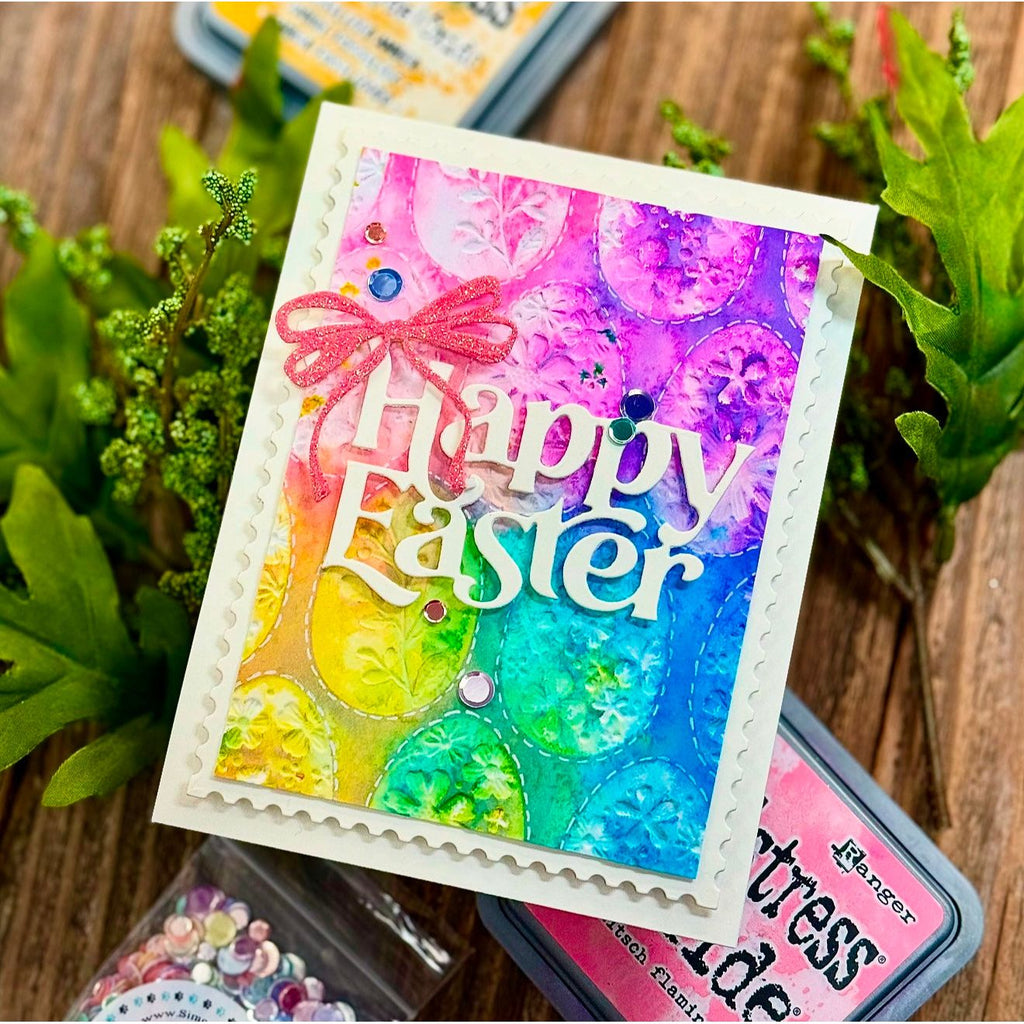 Simon Says Stamp Embossing Folder and Cutting Die Floral Easter Eggs sfd517 Favorite Things Easter Card