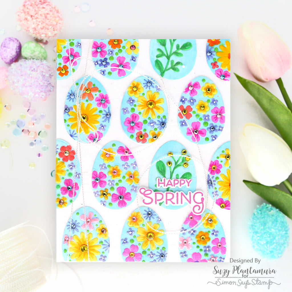 Simon Says Stamp Embossing Folder and Cutting Die Floral Easter Eggs sfd517 Favorite Things Spring Card | color-code:ALT03