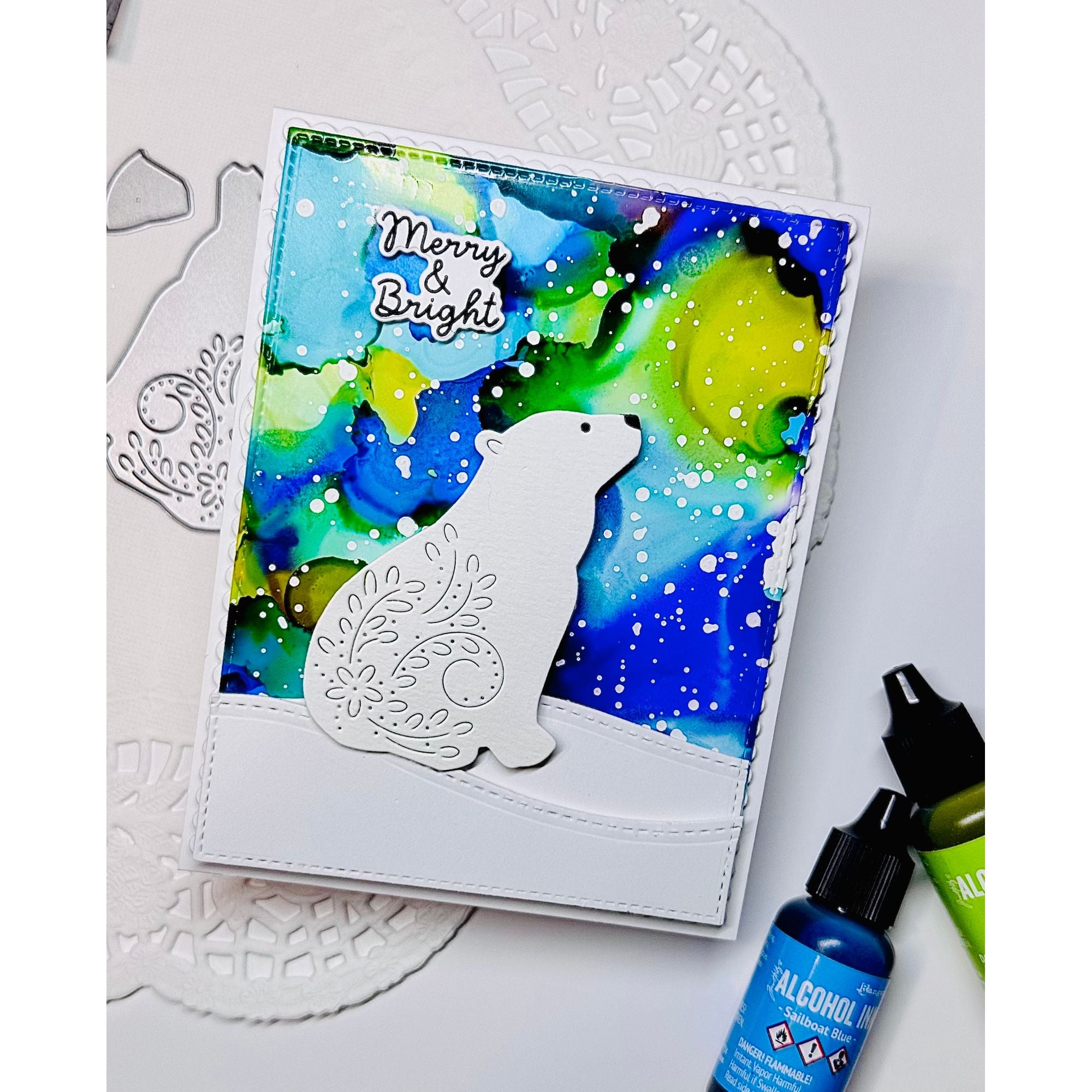 Simon Says Stamp Flourish Bear Wafer Dies s1078 DieCember Christmas Card