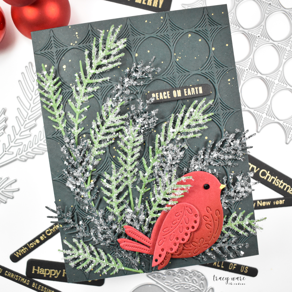 Simon Says Stamp Flourish Bird Wafer Dies s1089 DieCember Christmas Card | color-code:ALT01