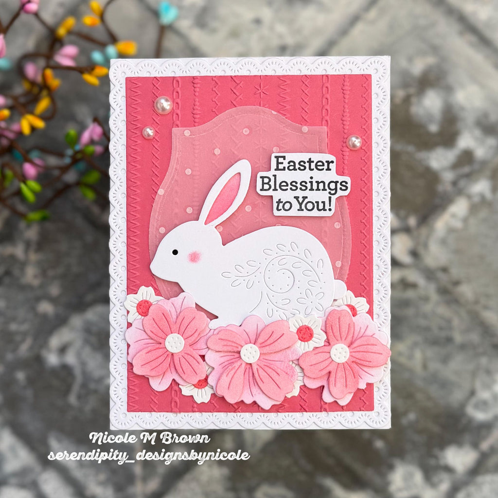Simon Says Stamp Flourish Rabbit Wafer Dies s1122 Beautiful Moments Easter Card