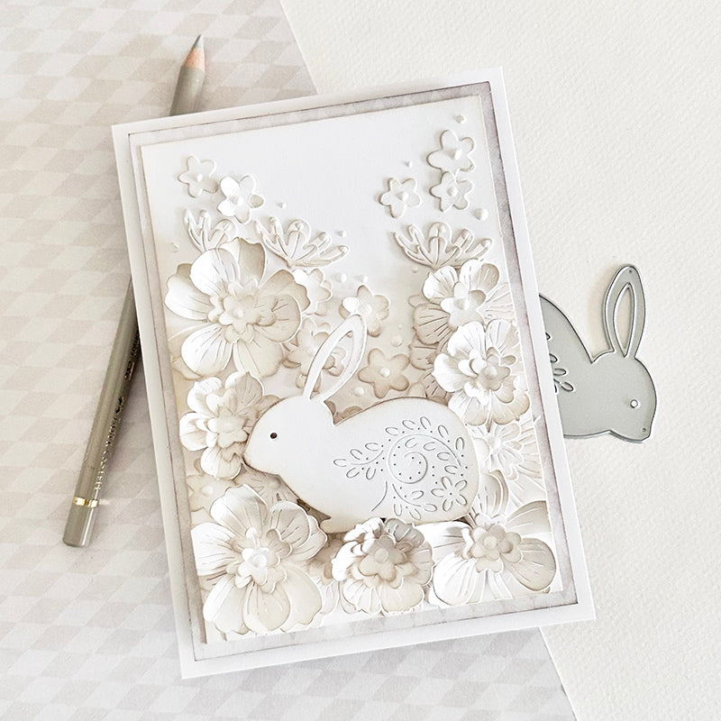Simon Says Stamp Flourish Rabbit Wafer Dies s1122 Beautiful Moments Easter Card