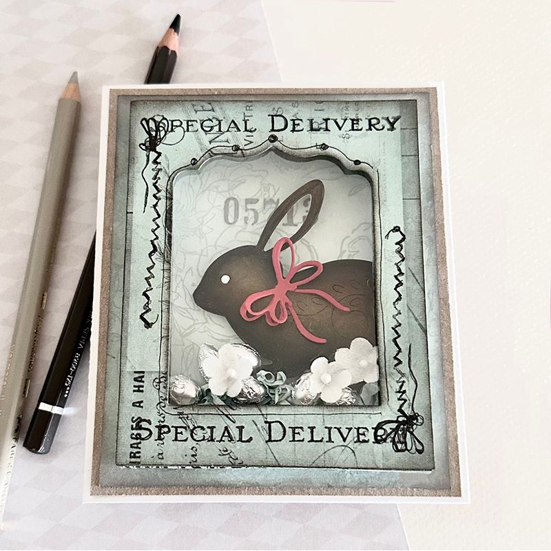 Simon Says Stamp Flourish Rabbit Wafer Dies s1122 Beautiful Moments Easter Card