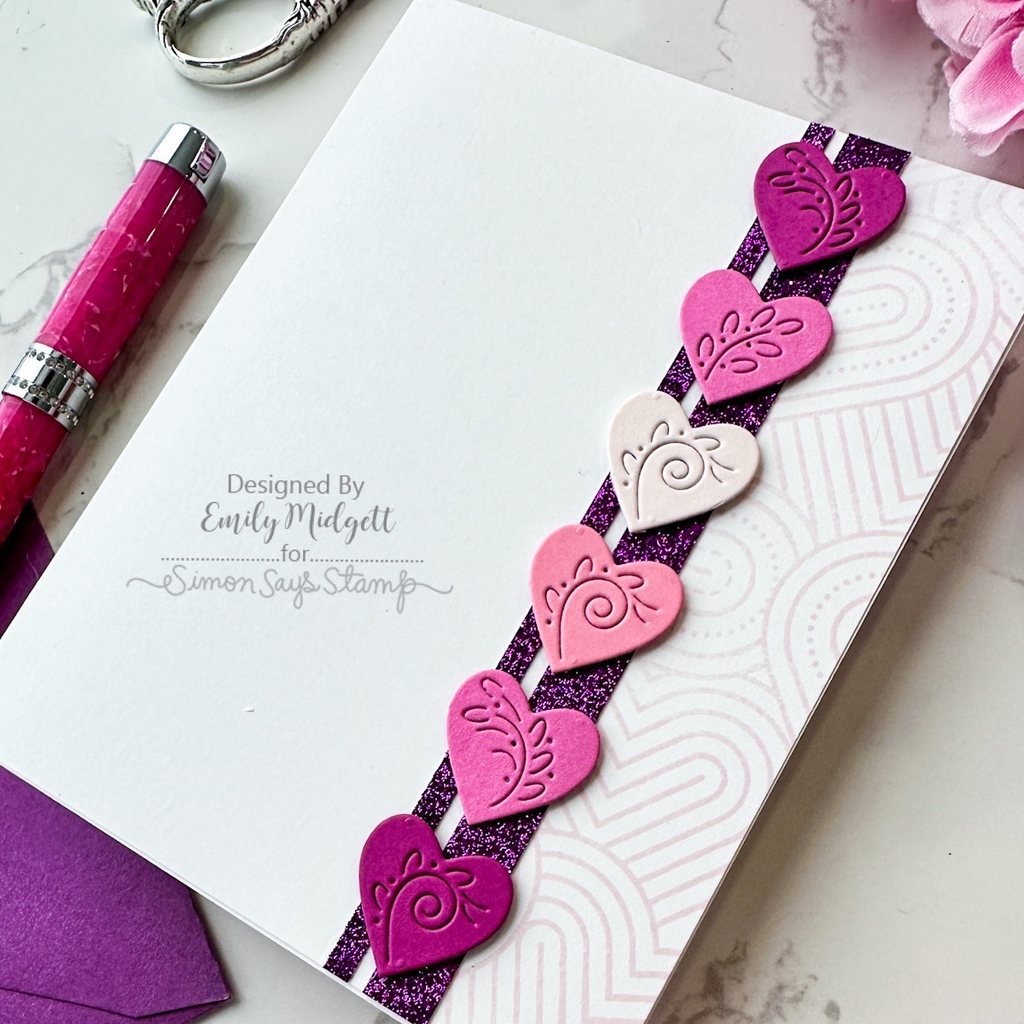 Simon Says Stamp Flourish Heart Trio s1112 Heart to Heart Valentine's Day Card | color-code:ALT0