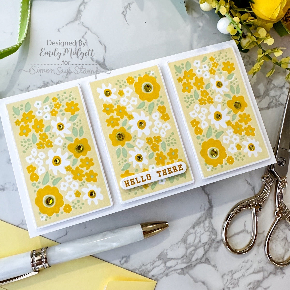 Simon Says Stamp Flower Block Wafer Dies 1039sdc Be Bold Hello Card | color-code:ALT02