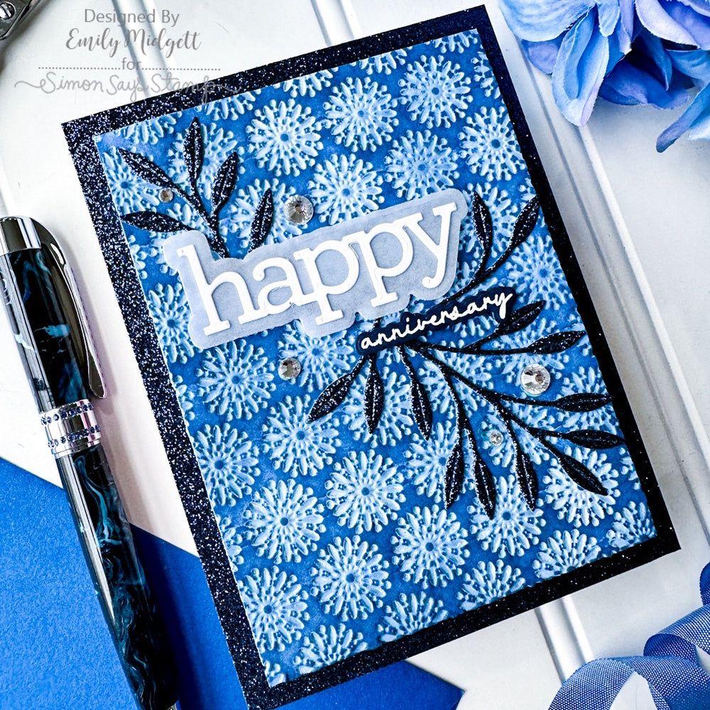 Simon Says Stamp Embossing Folder Flower Buds Unfolding sf396 Celebrate Anniversary Card | color-code:ALT02