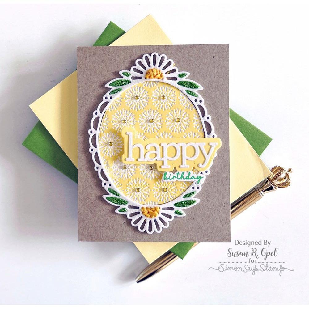 Simon Says Stamp Embossing Folder Flower Buds Unfolding sf396 Celebrate Birthday Card