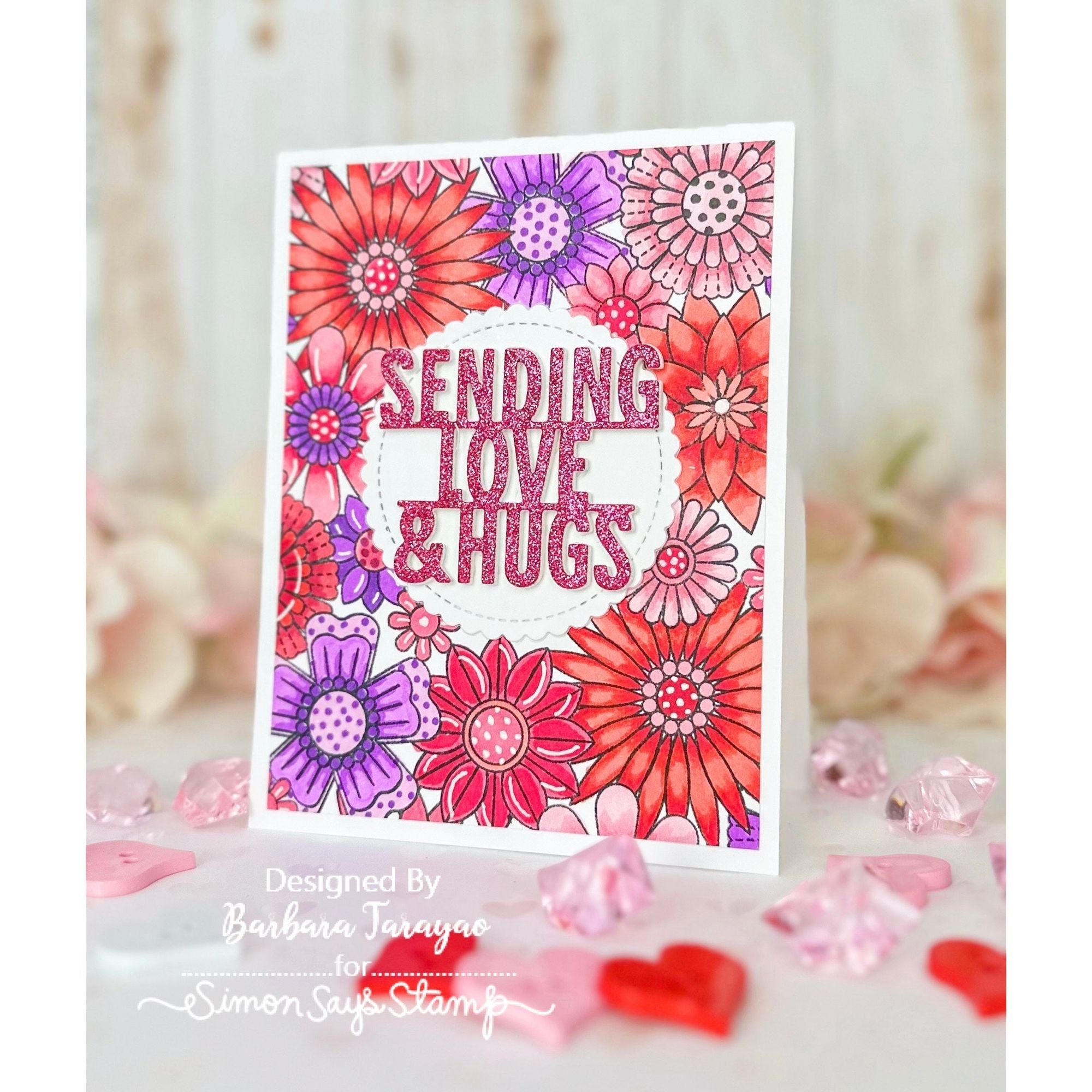 Simon Says Cling Stamp Flower Burst sss102810 Smitten Love Card | color-code:ALT03