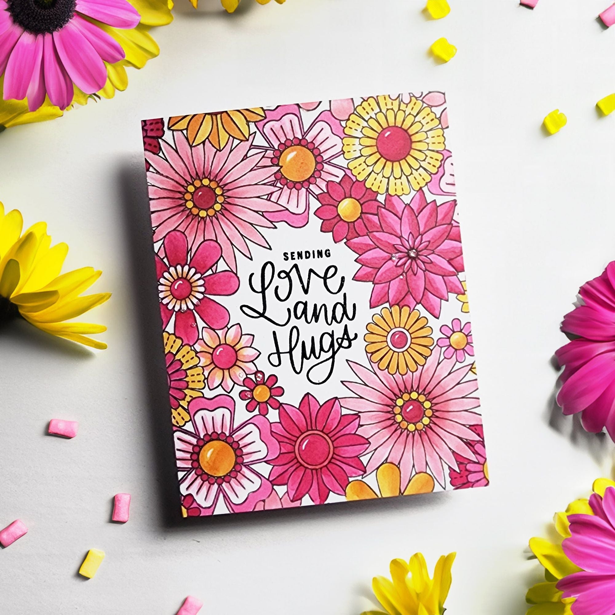 Simon Says Cling Stamp Flower Burst sss102810 Smitten Love Card