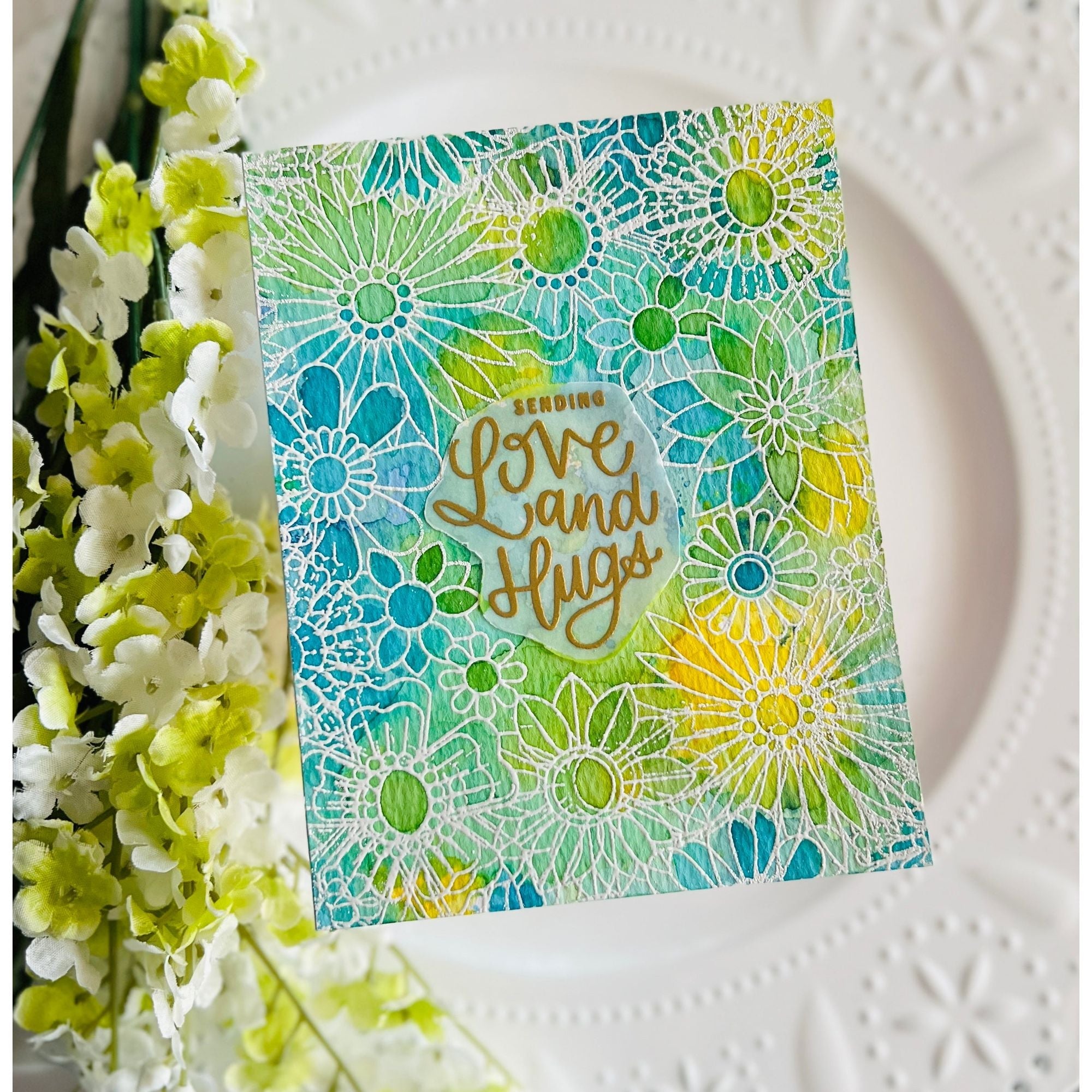 Simon Says Cling Stamp Flower Burst sss102810 Smitten Love Card