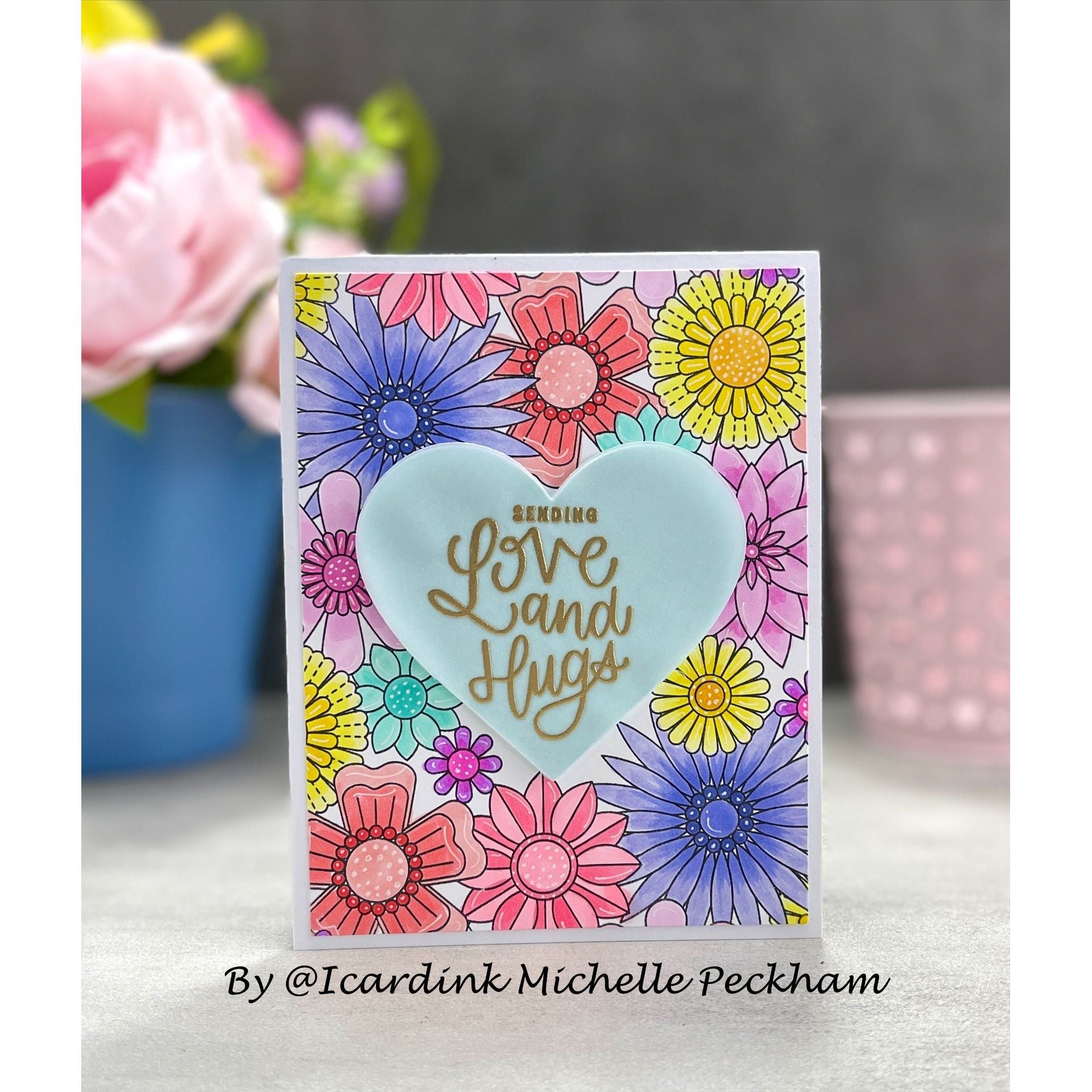 Simon Says Cling Stamp Flower Burst sss102810 Smitten Love Card