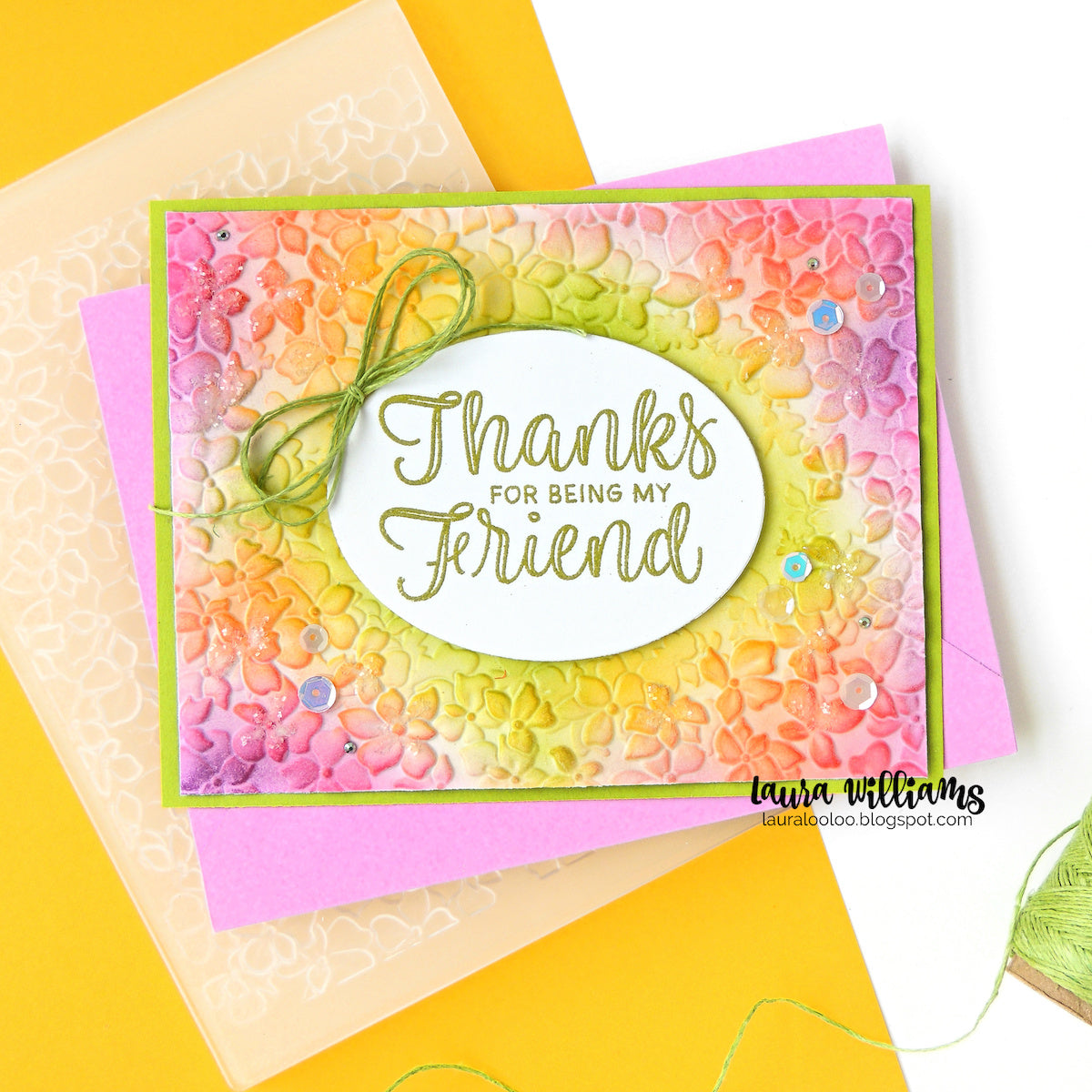 Simon Says Stamp Embossing Folder Flower Frame sf579 Beautiful Moments Friend Card