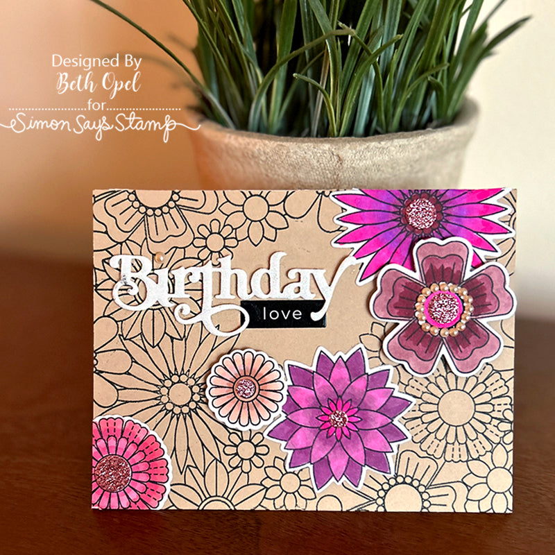 Simon Says Clear Stamps Flower Love sss202808c Smitten Birthday Card