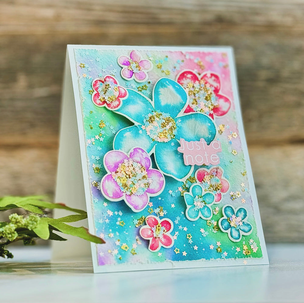 Simon Says Stamp Flower Power Wafer Dies 1014sdc Celebrate Just a Note Card