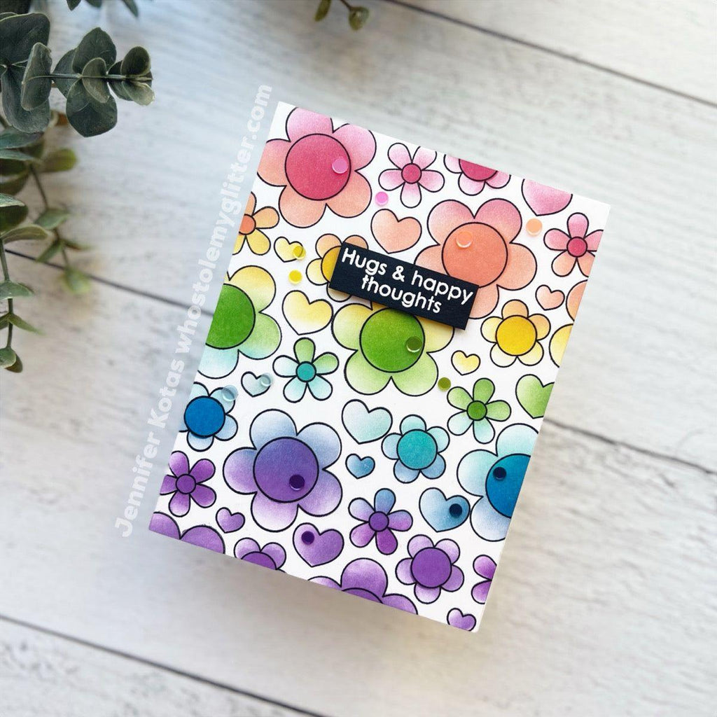 Simon Says Stamp Stencil Flower Power 1000stc Celebrate Hugs Card