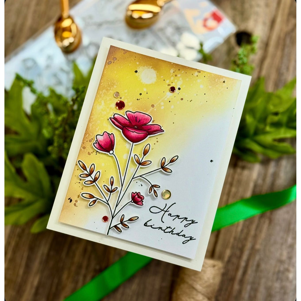Rainbow Splash Clear Stamps Enchanted Blooms rs112c Birthday Card