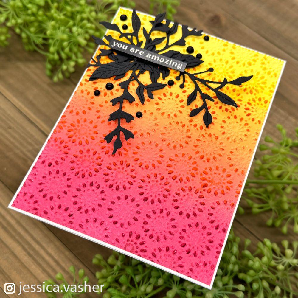 Simon Says Stamp Embossing Folder Flower Buds Unfolding sf396 Celebrate Friend Card