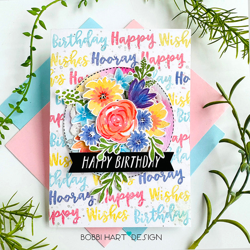 Simon Says Stamp and Dies Watercolor Bouquet set1167wb Birthday Card