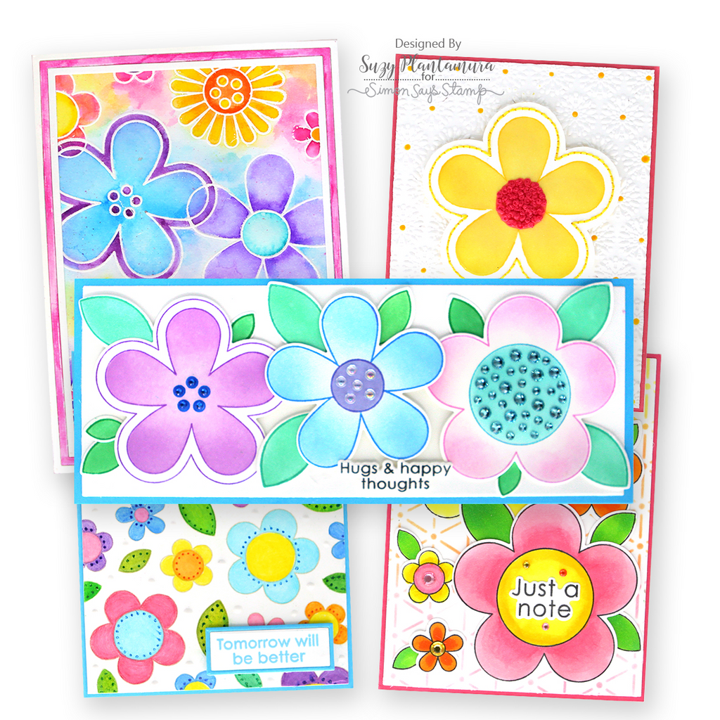 Simon Says Stamps And Stencil Flower Power set773fp Celebrate Card Set | color-code:ALT05
