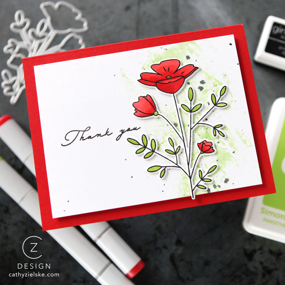 Rainbow Splash Stamps and Dies Enchanted Blooms rs26set Thank You Card