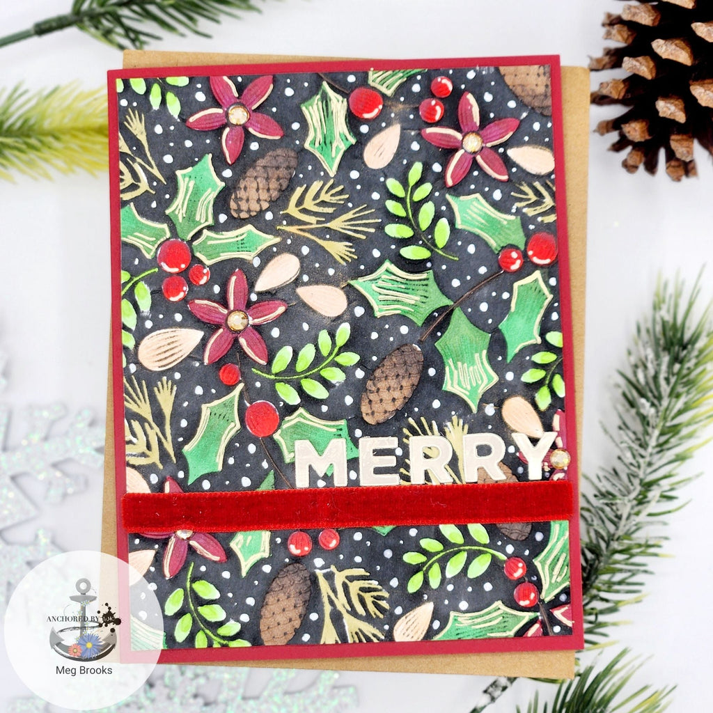 Simon Says Stamp Embossing Folder Fluted Forest Decor sf445 Christmas Card