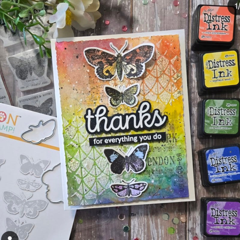Tim Holtz Flutter Stamps with Simon Says Stamp Dies Bundle setfl25