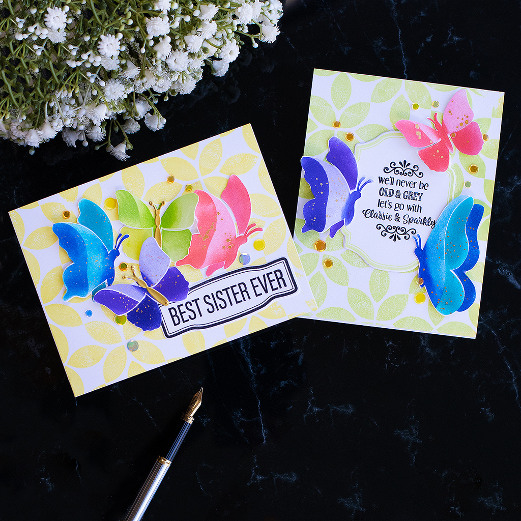 Simon Says Stamp Stencils Fluttering Butterflies ssst221674 Butterfly Card Set  | color-code:ALT05