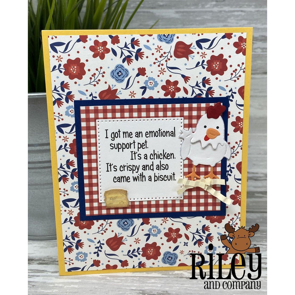 Riley And Company Funny Bones Emotional Support Chicken Cling Rubber Stamp rwd-1178 chicken dinner