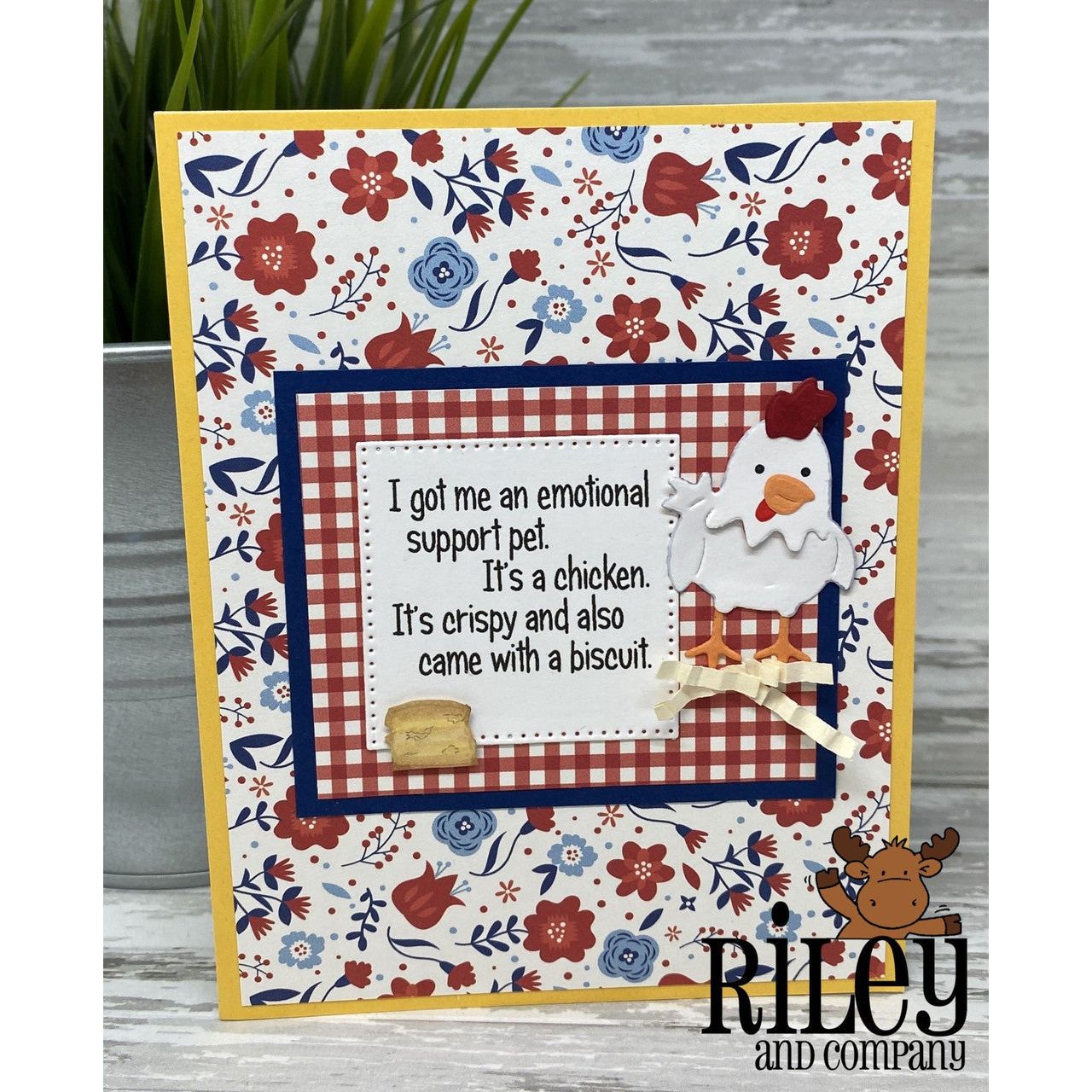 Riley And Company Funny Bones Emotional Support Chicken Cling Rubber Stamp rwd-1178 chicken dinner
