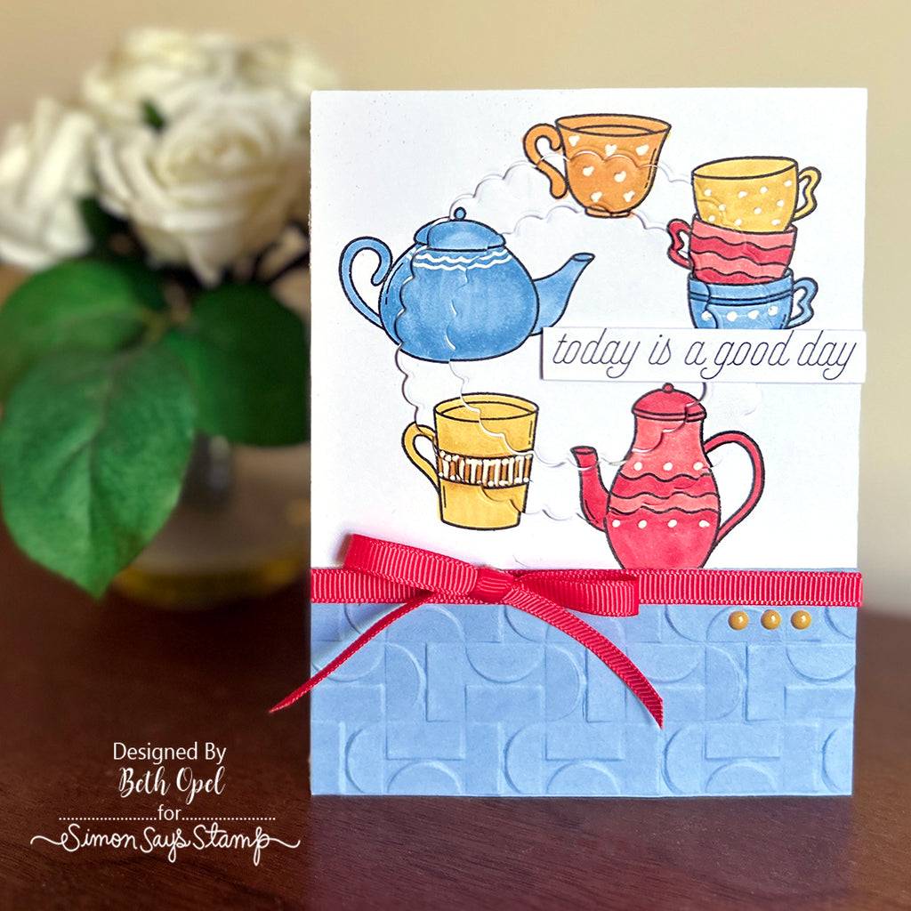 Simon Says Stamp Embossing Folder Demilune sf359 Good Day Card