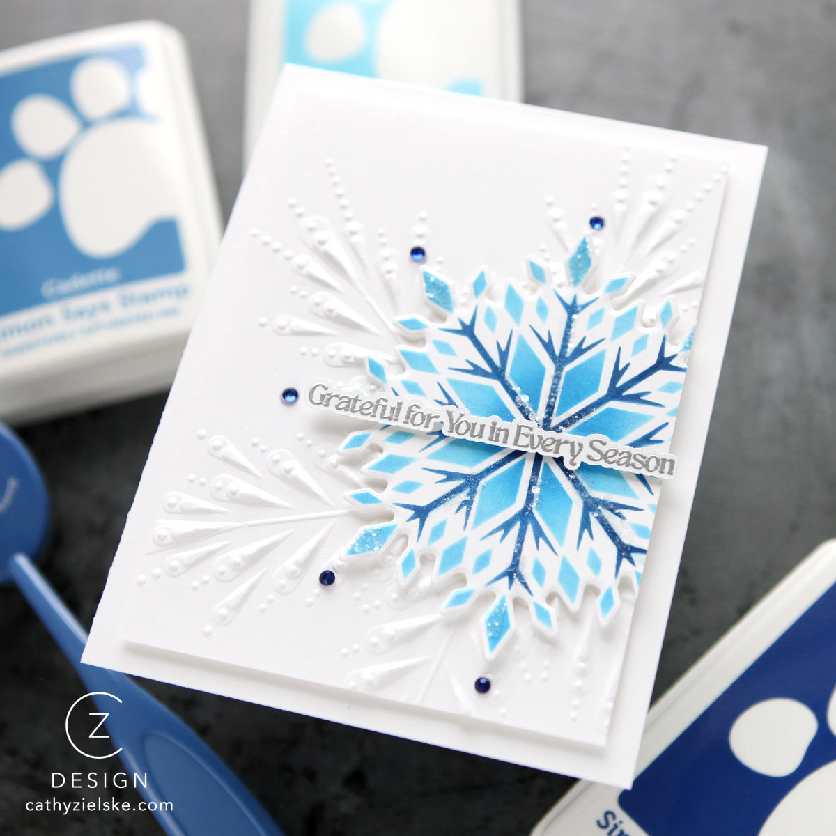 Simon Says Stamp Embossing Folder Pixie Snowflake sf452 Thank You Card | color-code:ALT03