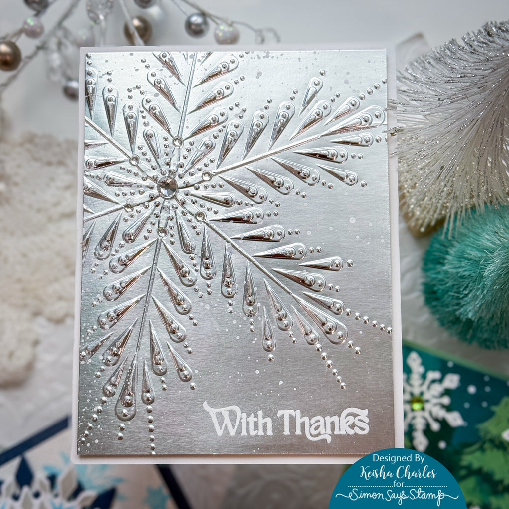 Simon Says Stamp Embossing Folder Pixie Snowflake sf452 Thanks Card