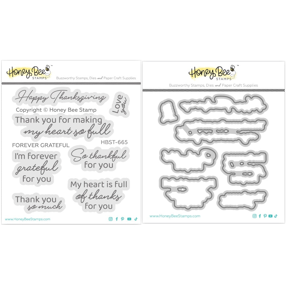 Honey Bee Forever Grateful Clear Stamps And Dies Bundle