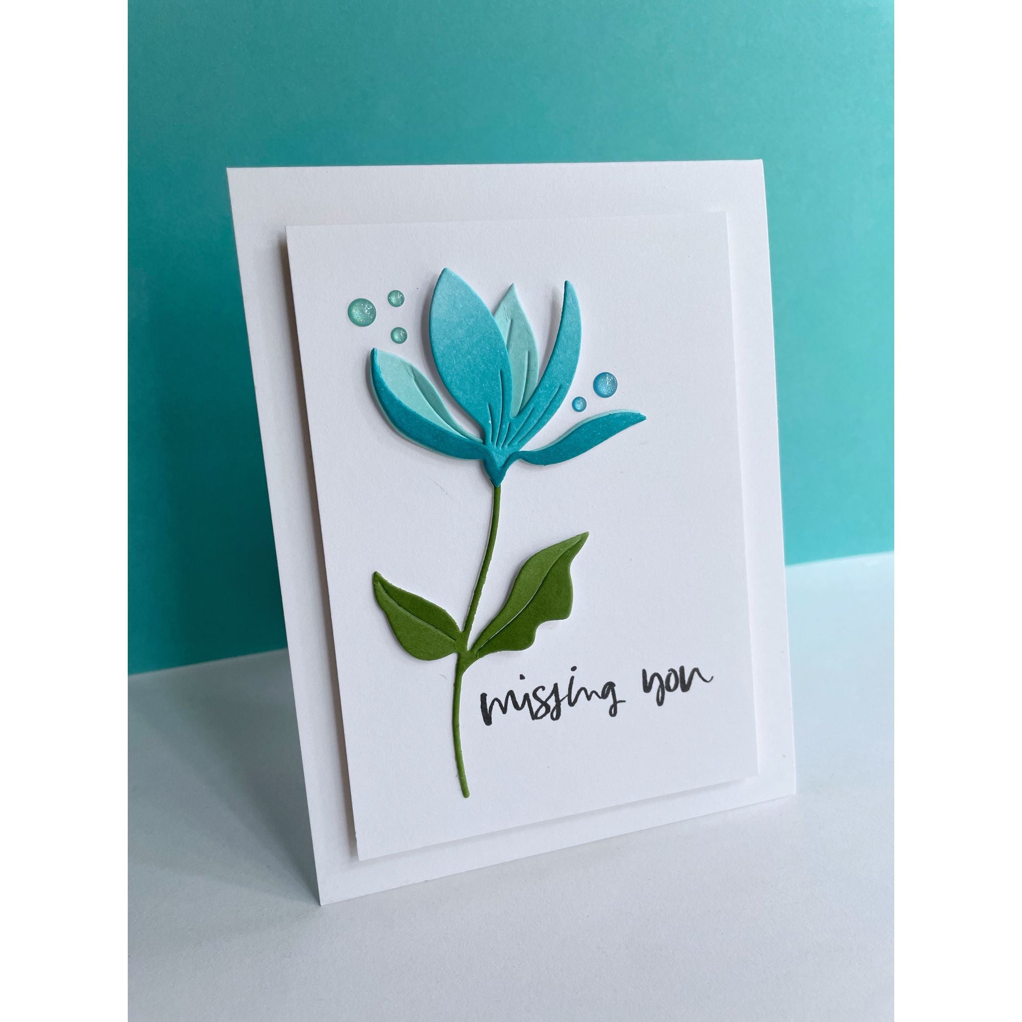 Simon Says Stamp Fresh Cut Floral Stem Die s858 Just A Note Miss You Card | color-code:ALT05