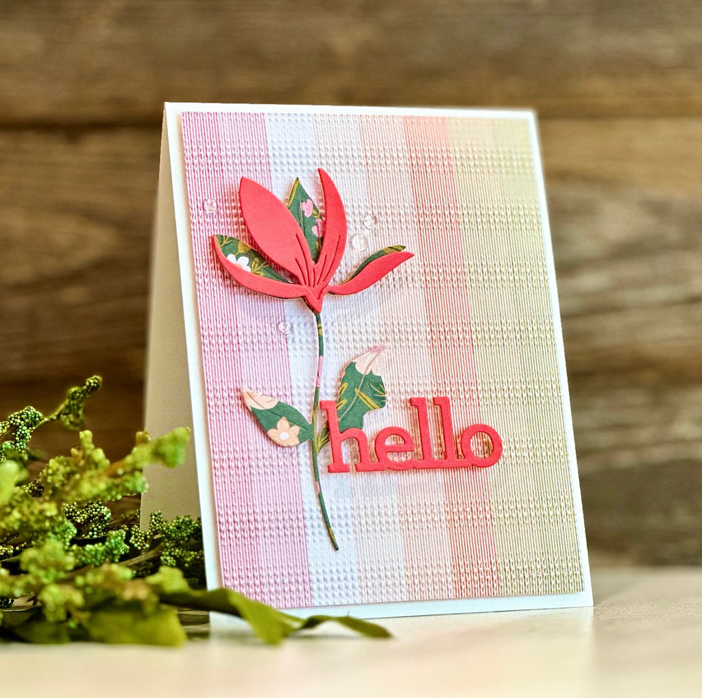 Simon Says Stamp Fresh Cut Floral Stem Die s858 Just A Note Hello Card