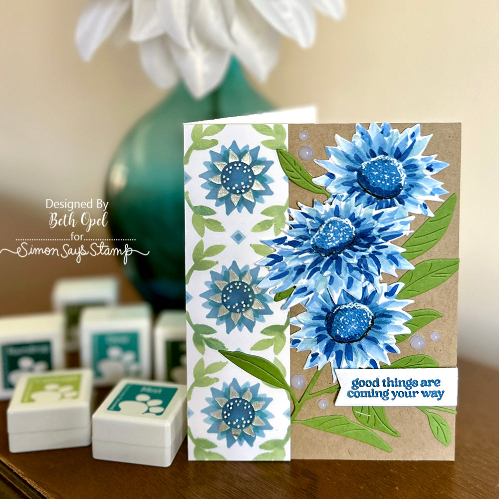 Simon Says Stamp Embossing Folder and Cutting Dies Fresh Blooms sfd392 Cheering for You Encouragement Card