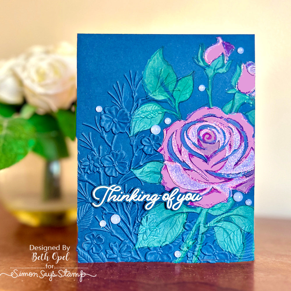 Simon Says Stamp Embossing Folder Fresh Sprigs sf467 You Are My Favorite Thinking of You Card