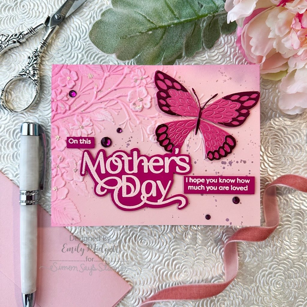 Simon Says Stamp Embossing Folder Fresh Sprigs sf467 You Are My Favorite Mother's Day Card | color-code:ALT02