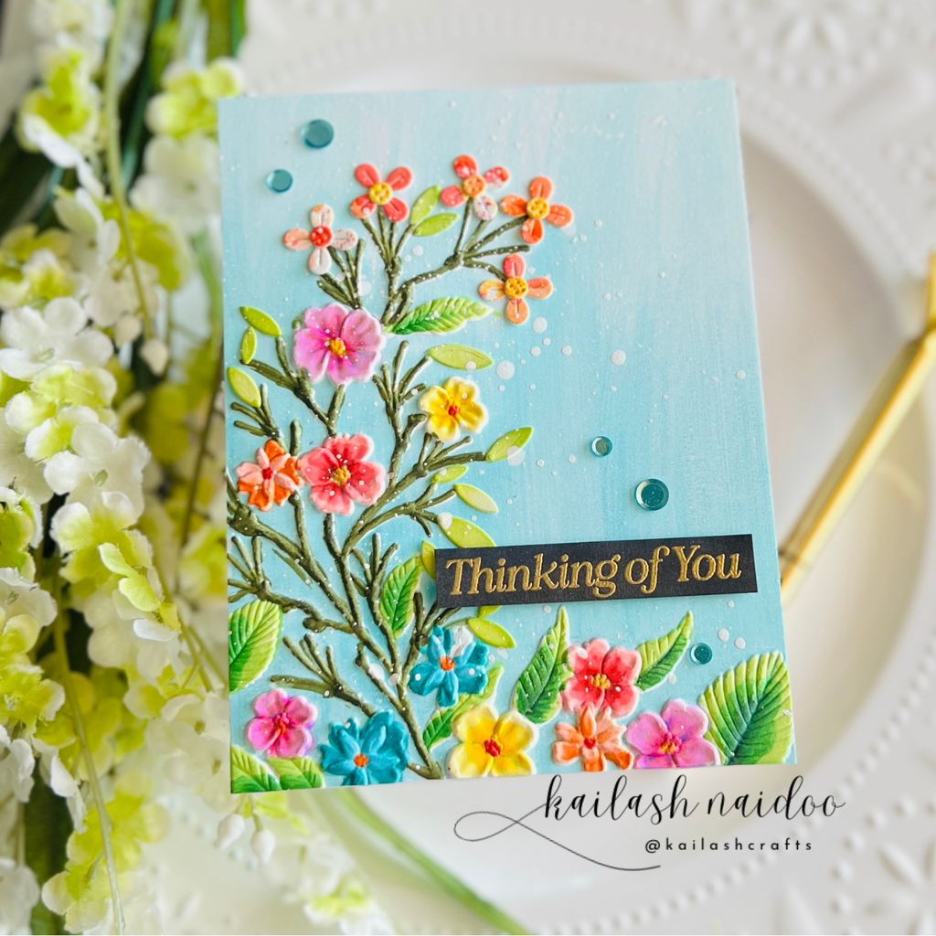 Simon Says Stamp Embossing Folder Fresh Sprigs sf467 You Are My Favorite Thinking of You Card