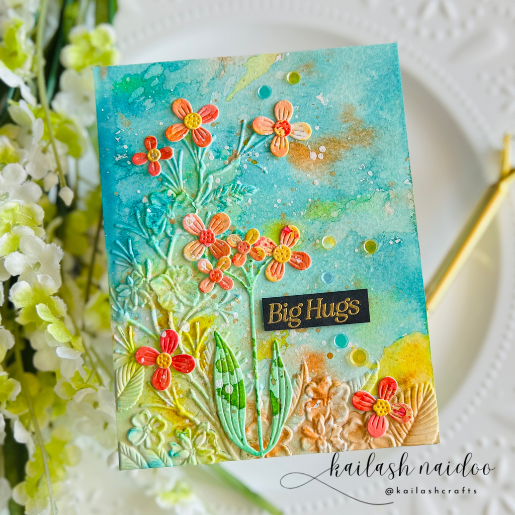 Simon Says Stamp Embossing Folder Fresh Sprigs sf467 You Are My Favorite Hugs Card