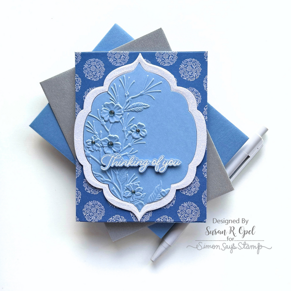 Simon Says Stamp Embossing Folder Fresh Sprigs sf467 You Are My Favorite Thinking of You Card