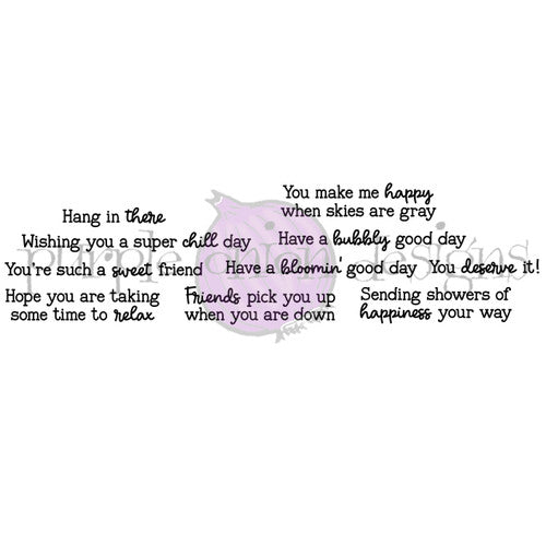 Purple Onion Designs Friendly Warm Wishes Sentiment Set Unmounted Cling Stamp pod9024