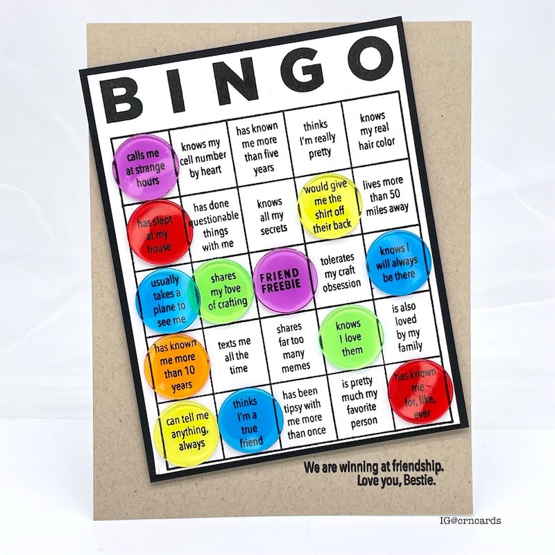 CZ Design Clear Stamps Friendship Bingo cz385c Sweetheart Friend Card